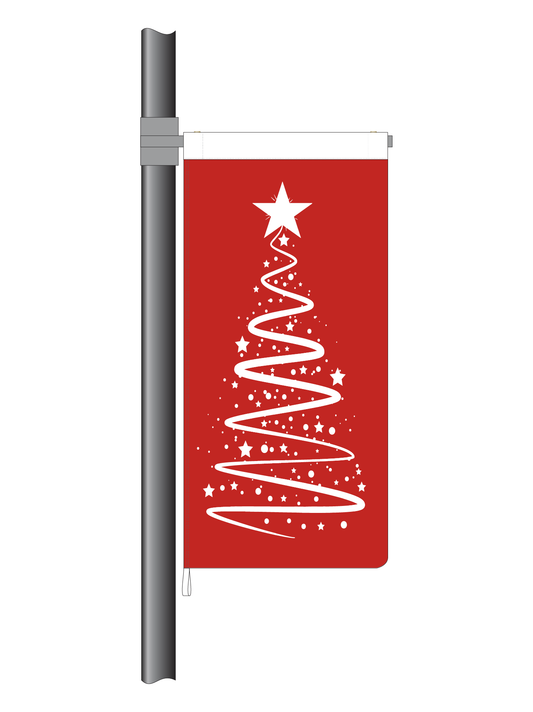 Red Christmas Ribbon Tree Flag || (Code: RT9). Limited stock available.