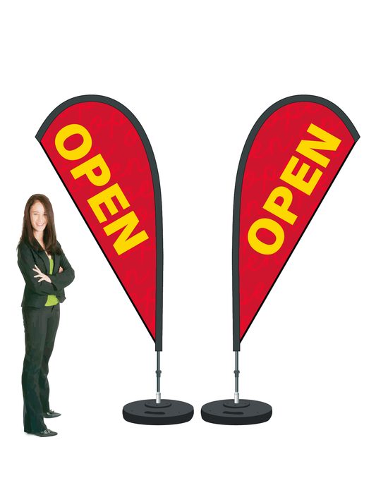 Open Flag and Display. Double -Sided. Commercial Grade. || 2.3m High. Made from recycled materials