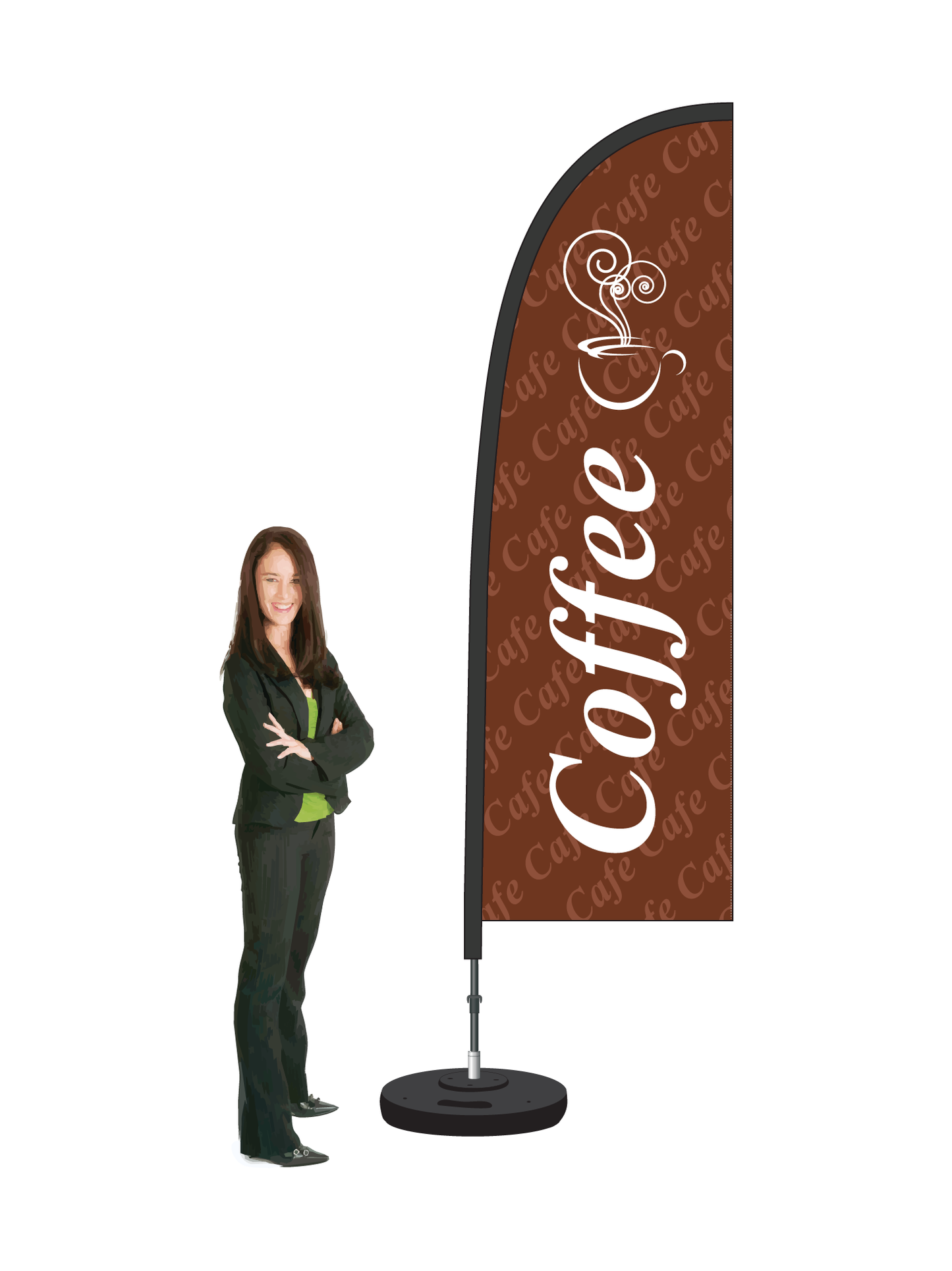 Coffee Flags and Display. Commercial Grade. 2.6m High. ||