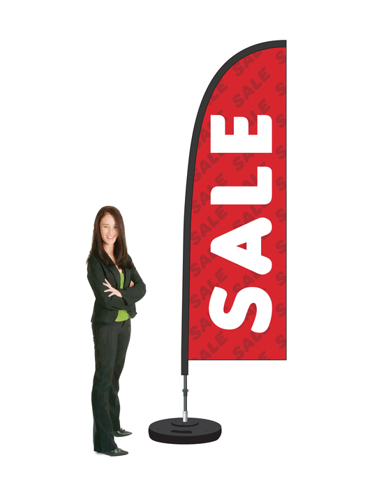 Sale Flex Flag and Display. Single-sided. Commercial Grade. || 2.6m High. Made from recycled materials.