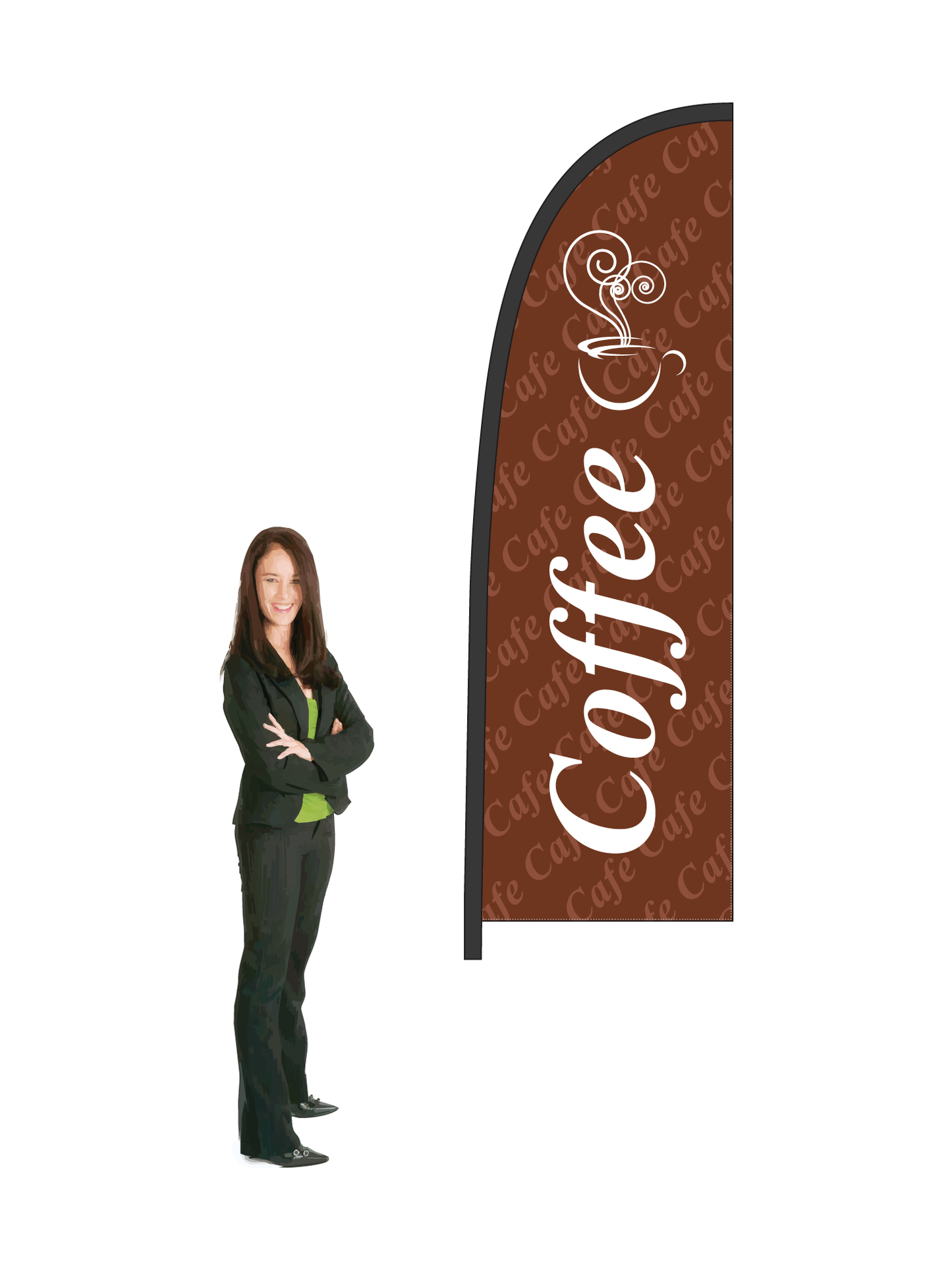 Coffee Flags and Display. Commercial Grade. 2.6m High. ||