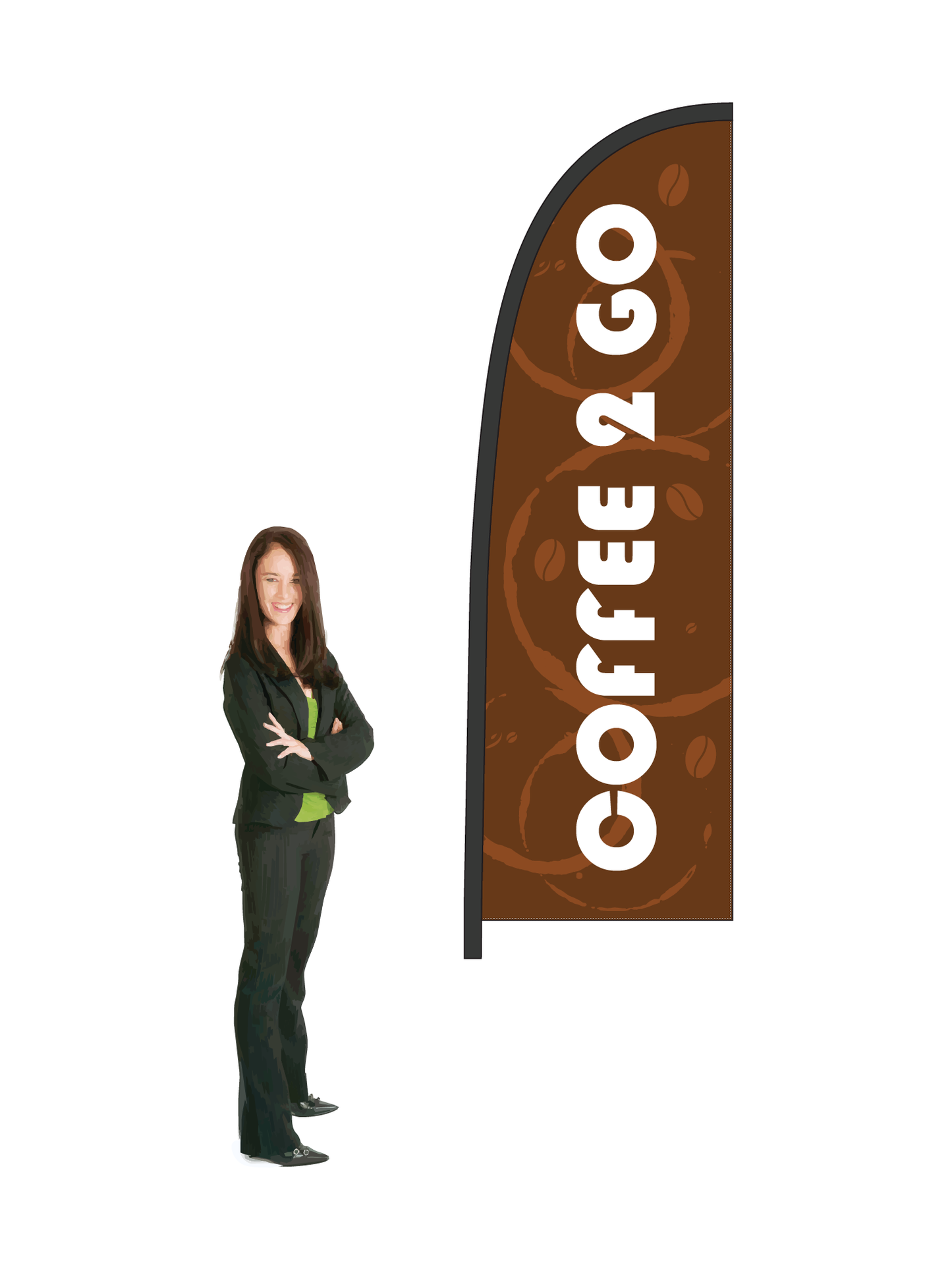 Coffee 2 Go Flags and Display. 2.6m High. ||