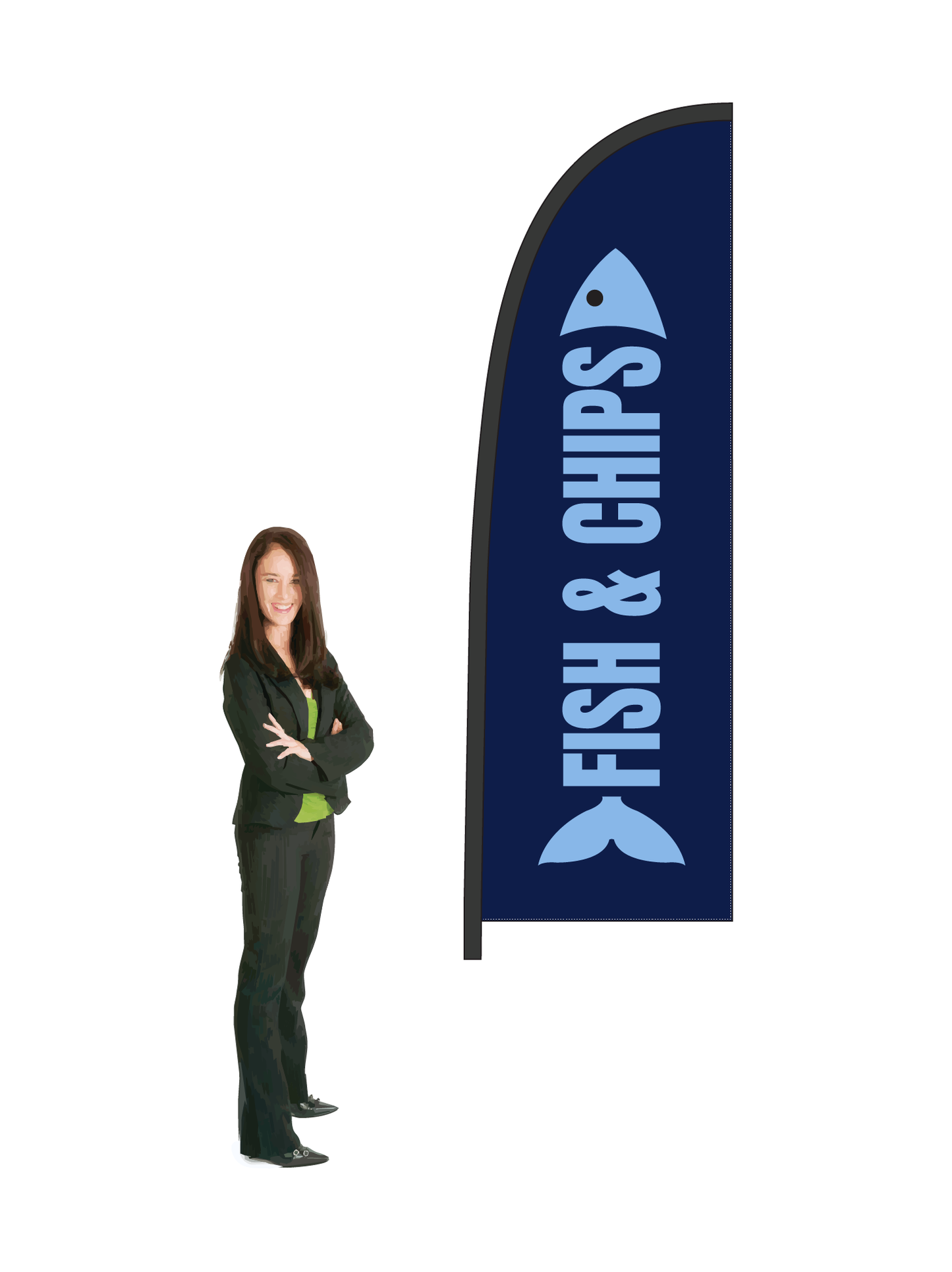 Fish and Chips Flag and Display. Commercial Grade || 2.6m High