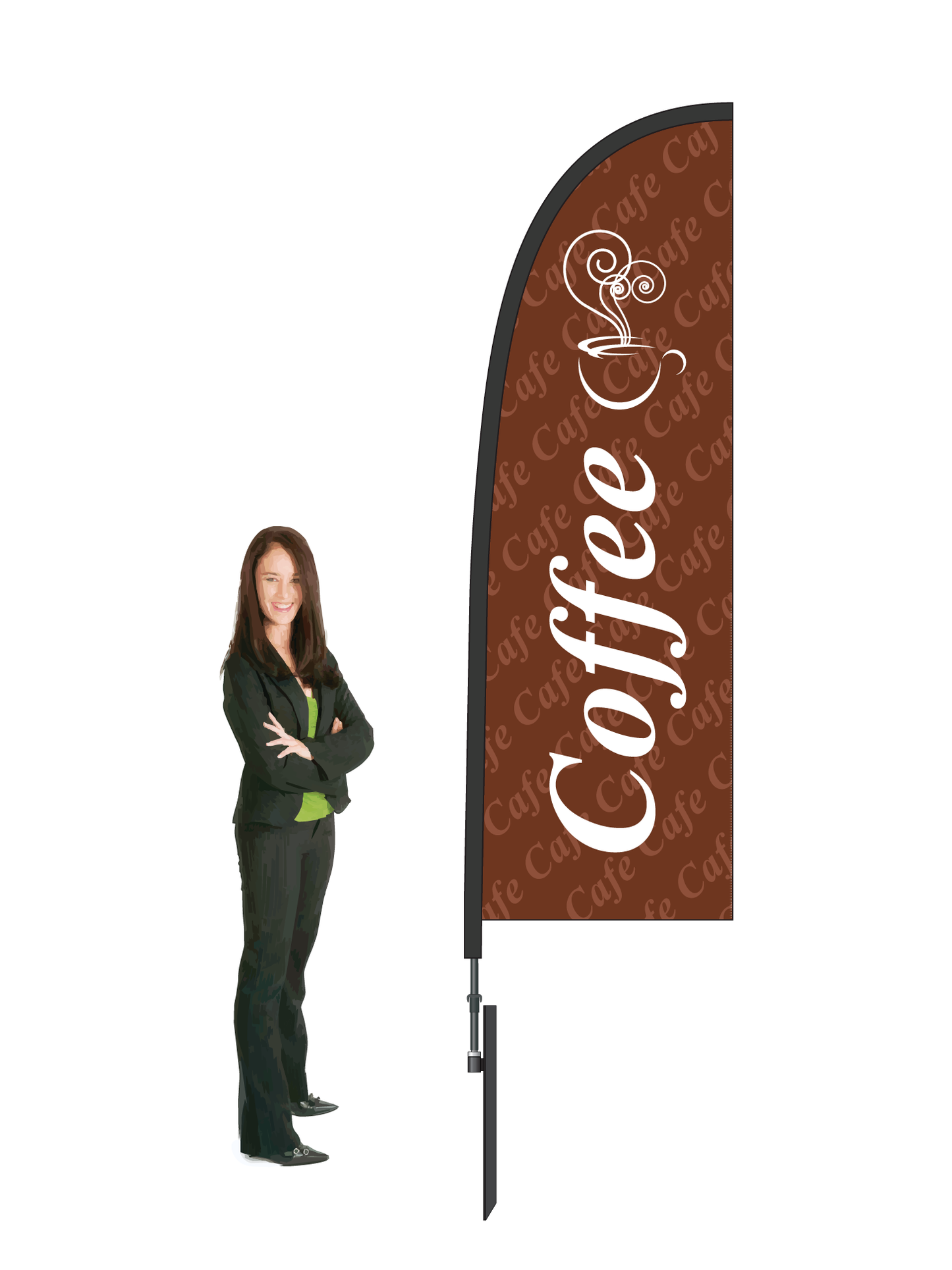 Coffee Flags and Display. Commercial Grade. 2.6m High. ||