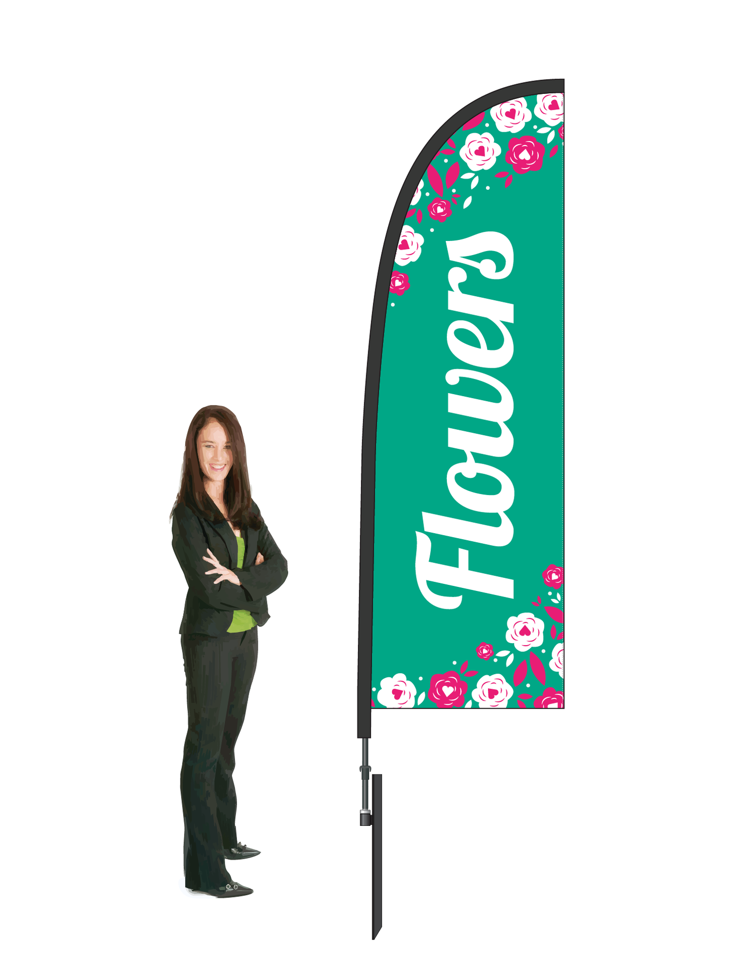 Flowers Flag and Display. Commercial Grade || 2.6m High