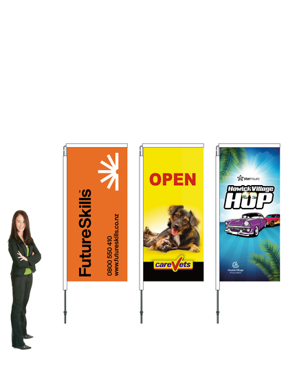 Value Custom Rectangular Display and Flag. 2.2m High