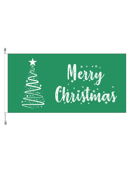 Christmas Tree Ribbon Green Horizontal Flag || 1800x900mm