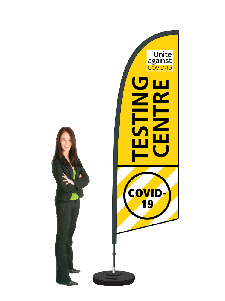 COVID-19 TESTING CENTRE Durapole SMALL Flag and pole. || Single-Sided.