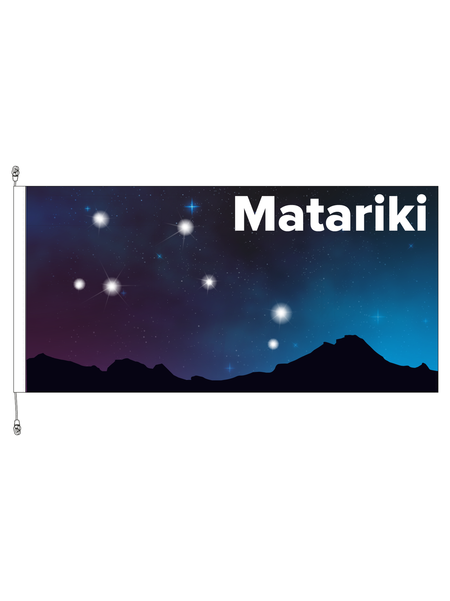 Matariki Blue Horizontal Flag || 1800mm x 900mm