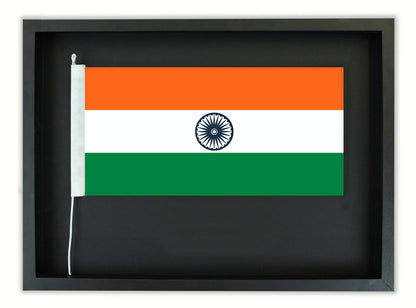 Authentic India Flag in a Black Oak Frame || Free shipping in NZ.