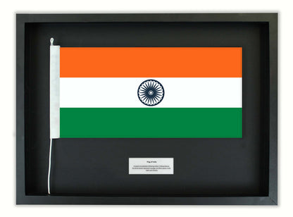 Authentic India Flag in a Black Oak Frame || Free shipping in NZ.